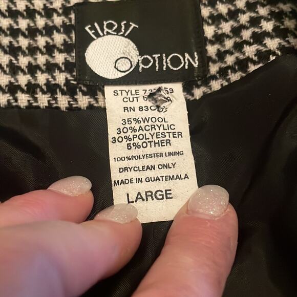 Vintage First Option houndstooth wool blend blazer jacket size large - Picture 5 of 6